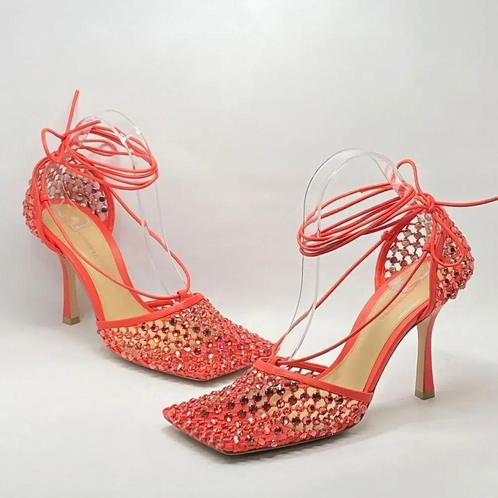 Bottega Veneta Stretch Embellished Ankle Strap High Heel Pumps size 39.5